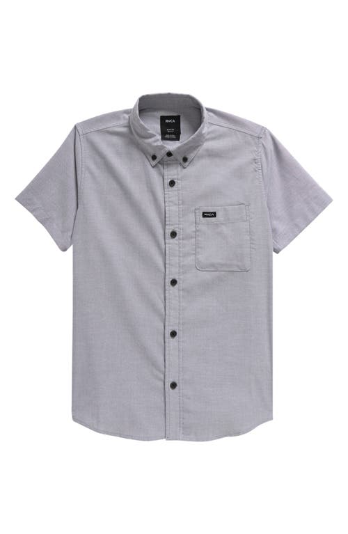 Shop Rvca Kids' That'll Do Cotton Blend Button-down Shirt In Pavement