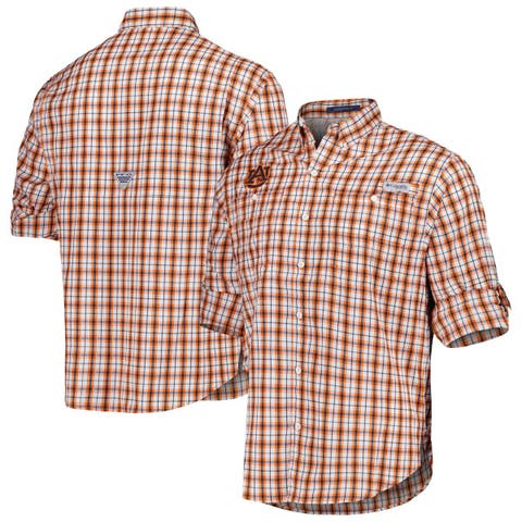 Columbia Men's Collegiate Flare Gun Flannel Long Sleeve Shirt - Tennessee - S - OrangePlaid