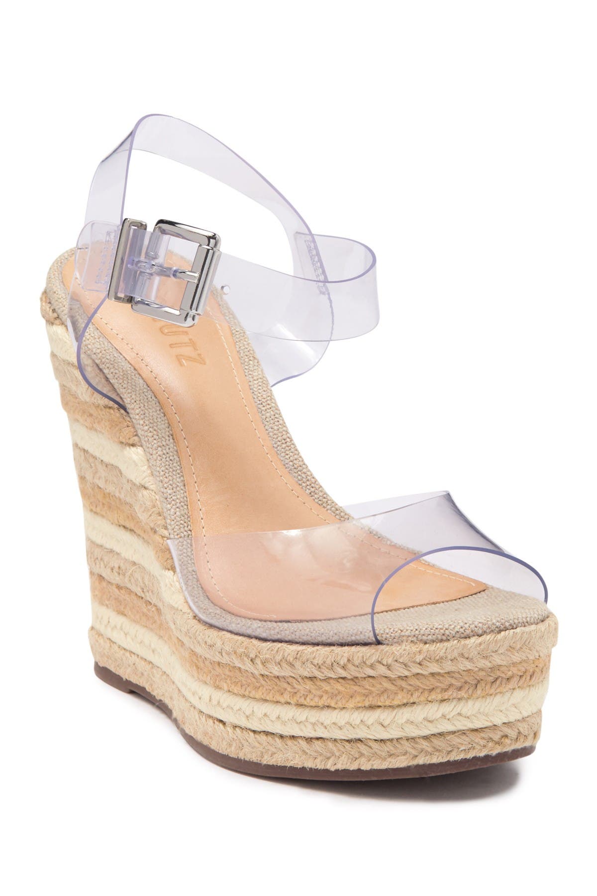 clear espadrille wedges