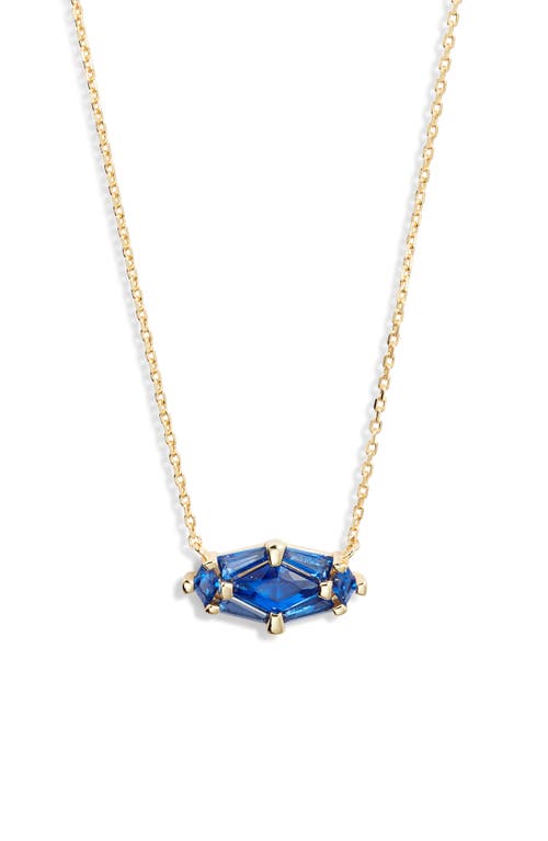 Kendra Scott Short Lindy Rae Pendant Necklace In Gold Blue Crystal
