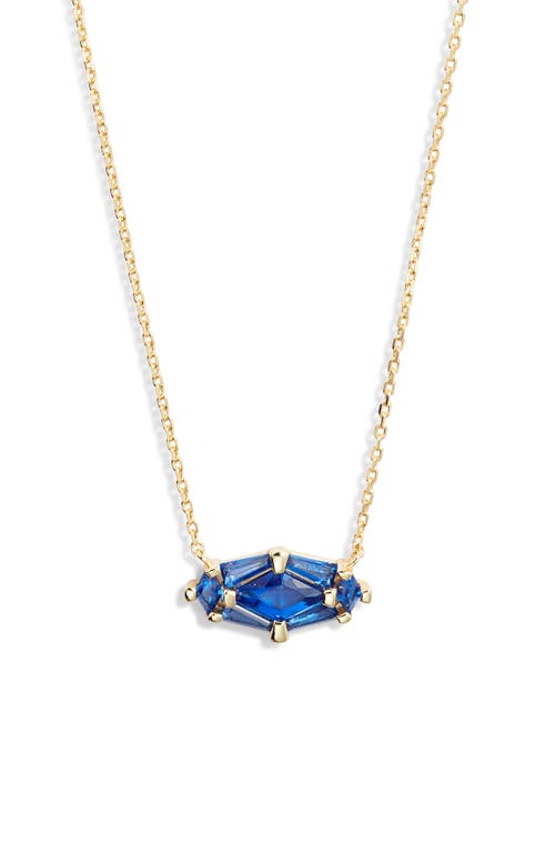 Kendra Scott Short Lindy Rae Pendant Necklace in Gold Blue Crystal 