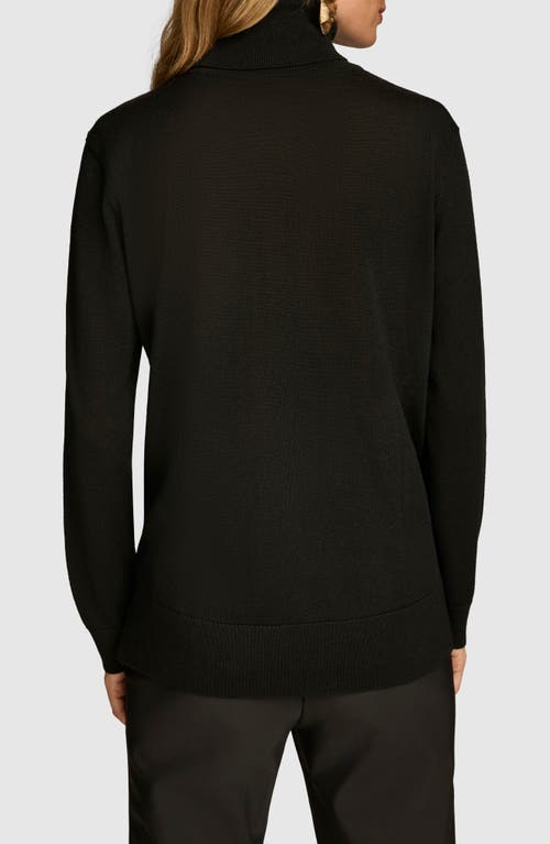 Shop Donna Karan New York High-low Turtleneck Merino Wool Sweater In Black