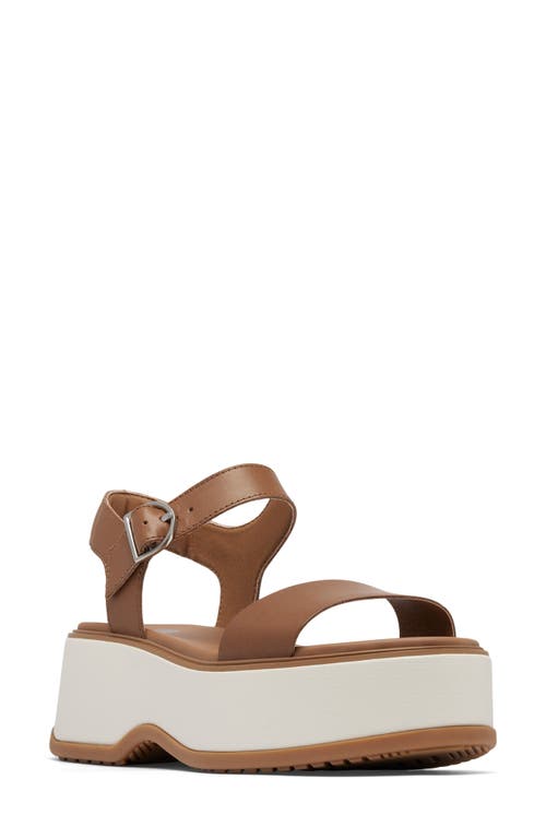 Sorel Dayspring Ankle Strap Platform Sandal In Velvet Tan/chalk