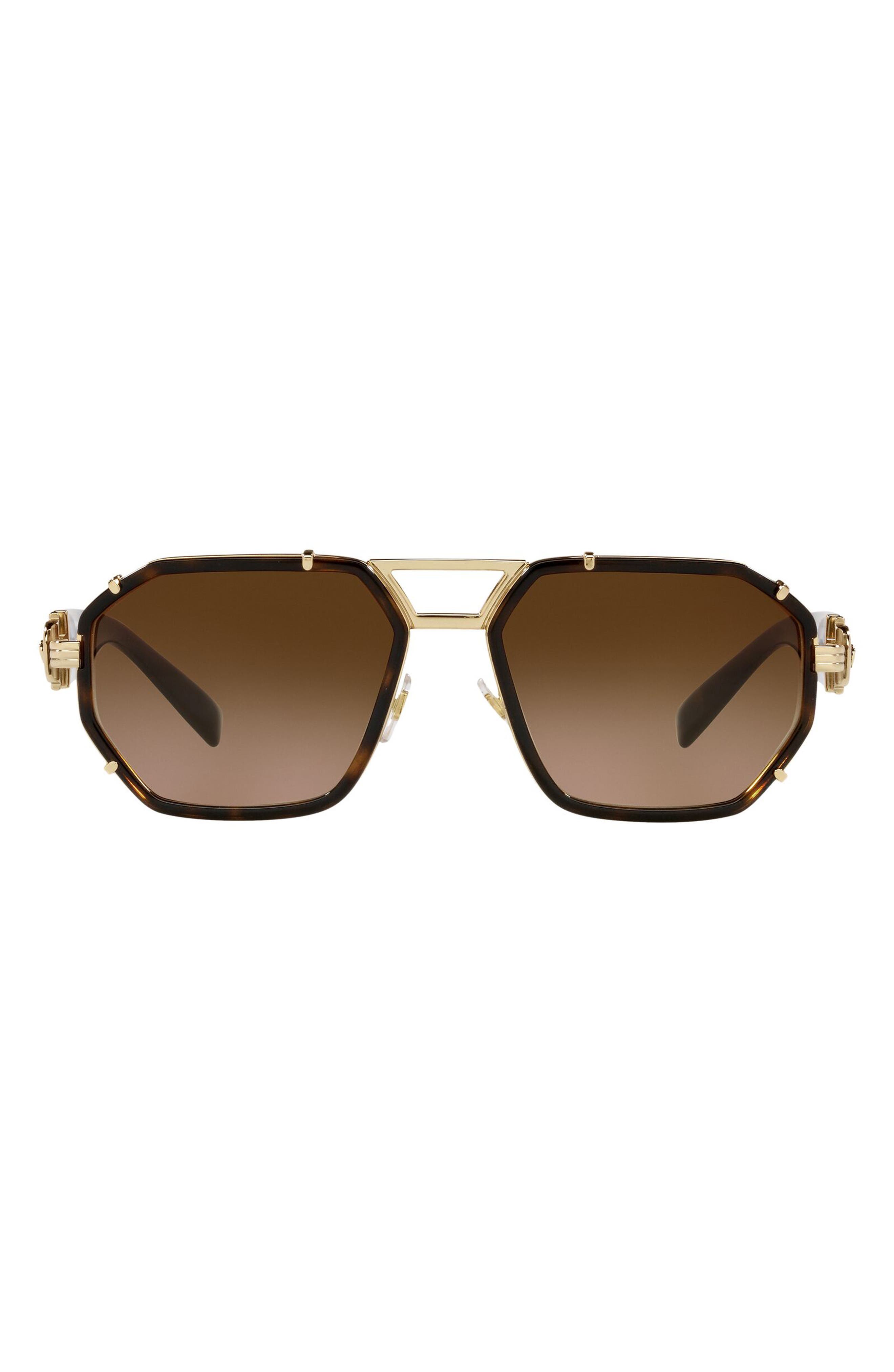 Versace 58mm Aviator Sunglasses in Havana/Brown Gradient at Nordstrom