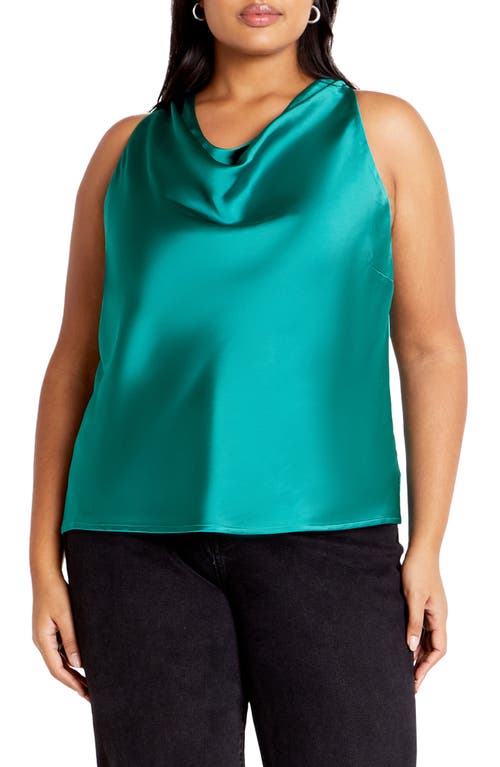 Shop City Chic Perri Cowl Neck Satin Tank In Peacock