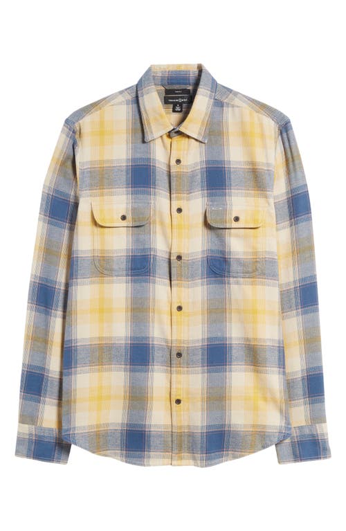 Treasure & Bond Trim Fit Plaid Button-Up Shirt in Tan- Blue Folk Grindle at Nordstrom, Size Medium