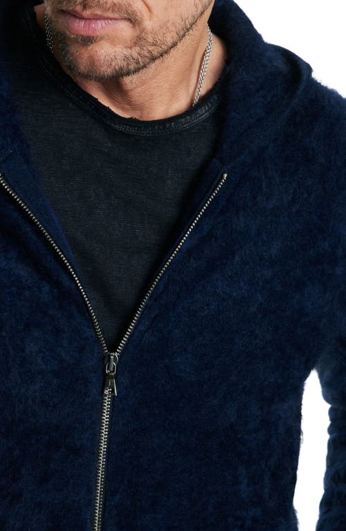 Shop John Varvatos Catherine Hooded Cashmere Zip Cardigan In Midnight