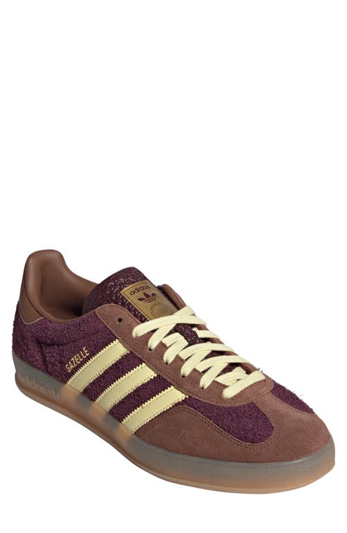 adidas Gazelle Indoor Sneaker in Maroon/Yellow/Brown 