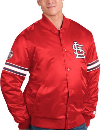 STARTER Men's Starter Red St. Louis Cardinals Pick & Roll Satin Varsity  Full-Snap Jacket