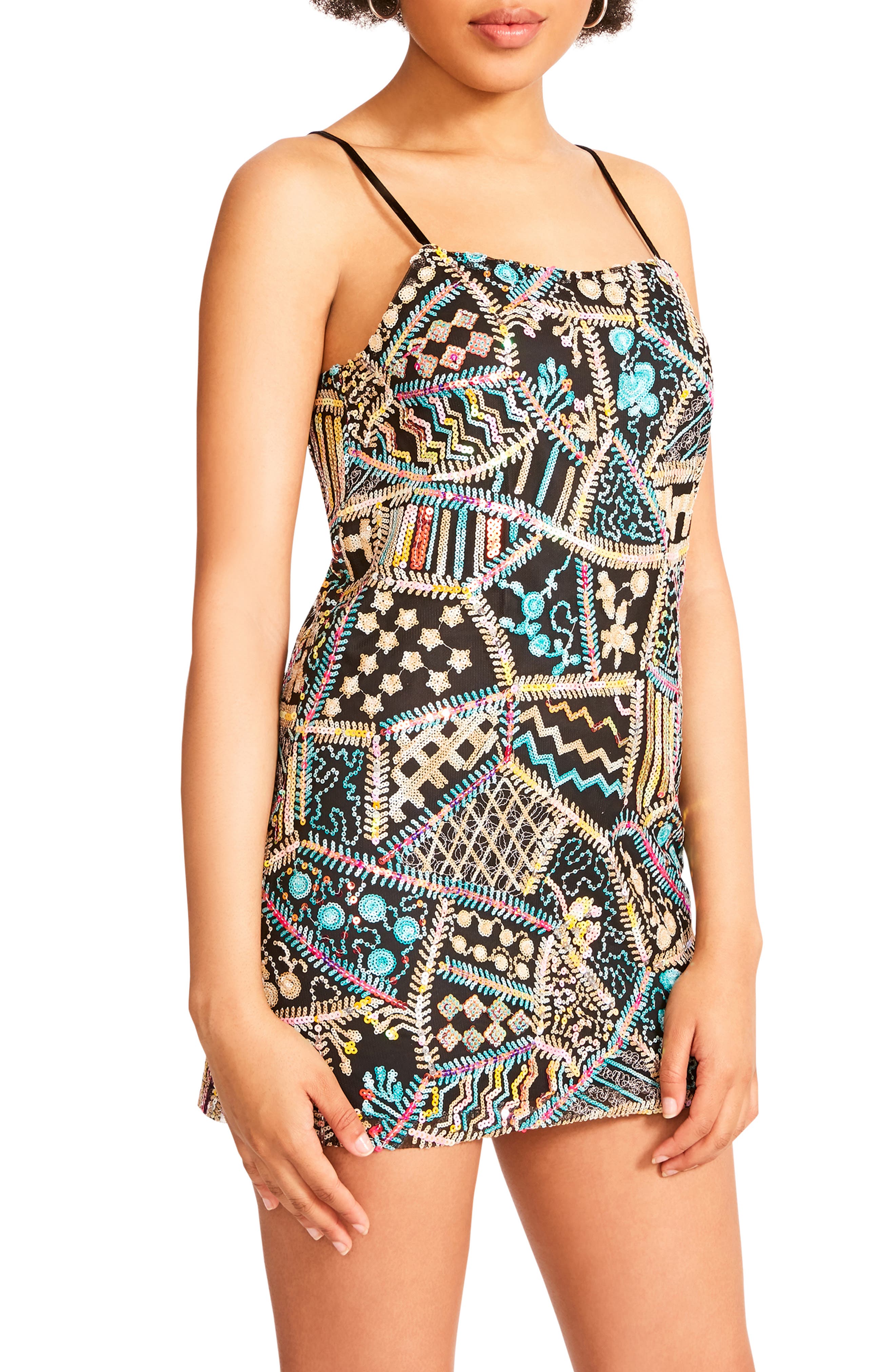 Steve Madden Patchwork Sequin Minidress 