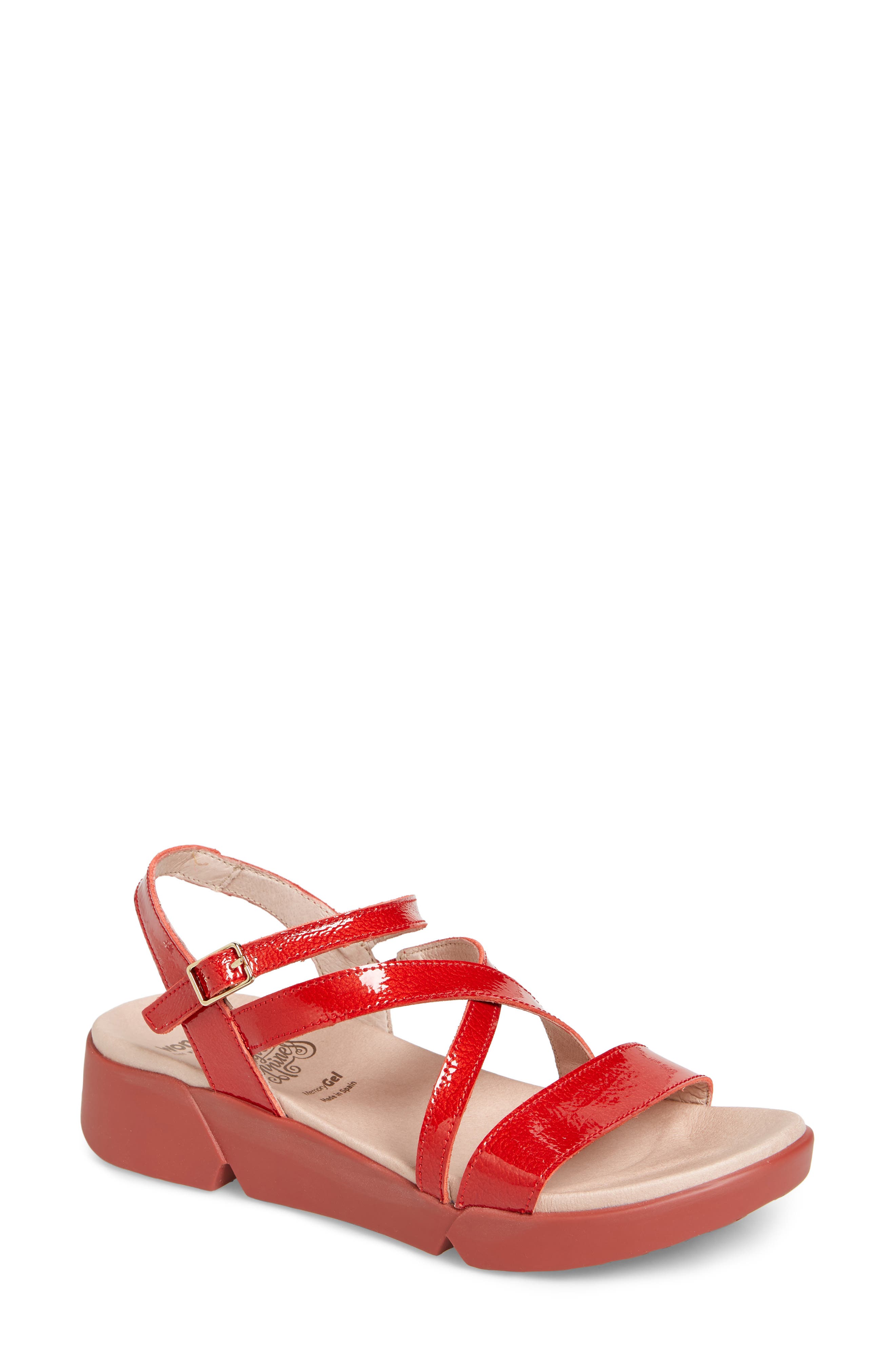 Wonders Wedge Sandal, Red