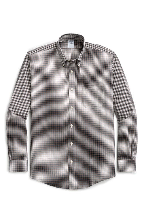 Shop Brooks Brothers Fall Check Regular Fit Non-iron Stretch Button-down Shirt In Classic Check