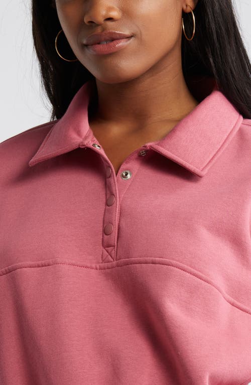 Shop Bp. Polo Fleece Sweatshirt In Pink Mauve