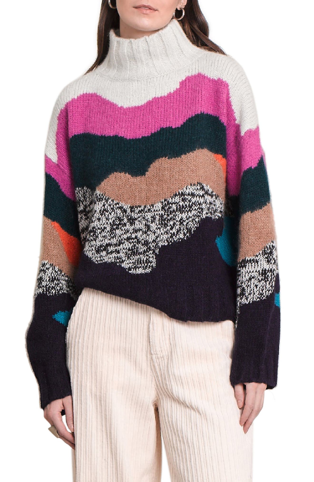 Eleven Six Corinne Mock Neck Alpaca Blend Sweater in Multi Color at Nordstrom