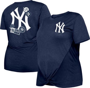 New Era Women's New Era Navy New York Yankees Plus Size Two-Hit Front Knot  T-Shirt