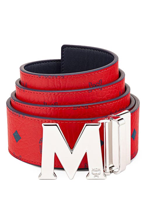 Logo Buckle Reversible Belt in Candy Red