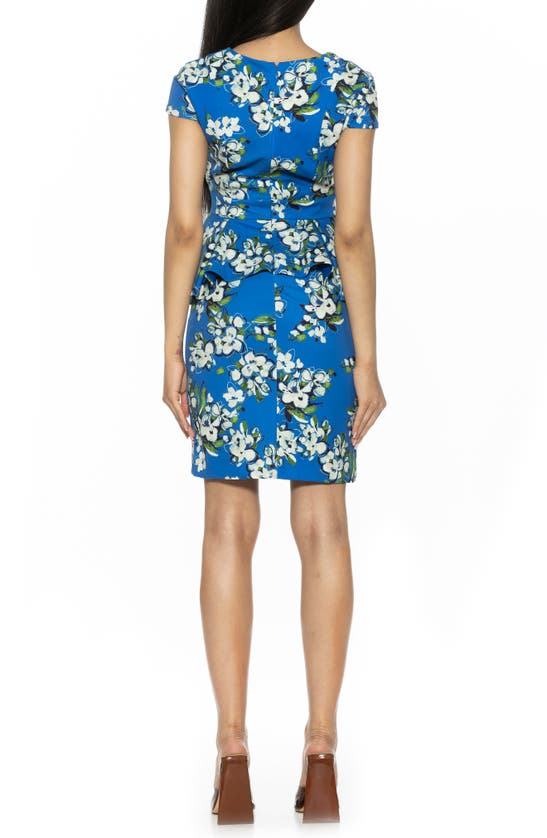 Alexia Admor Willow V-neck Cap Sleeve Sheath Dress In Blue Floral
