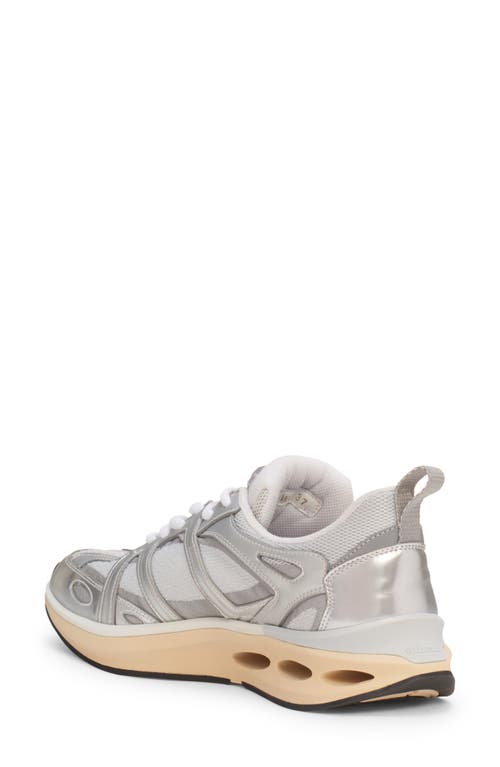 Shop Valentino Garavani Easyjog Vlogo Mixed Media Sneaker In Argento/bianco