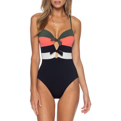 Becca Circuit Colorblock One-Piece Swimsuit, Black