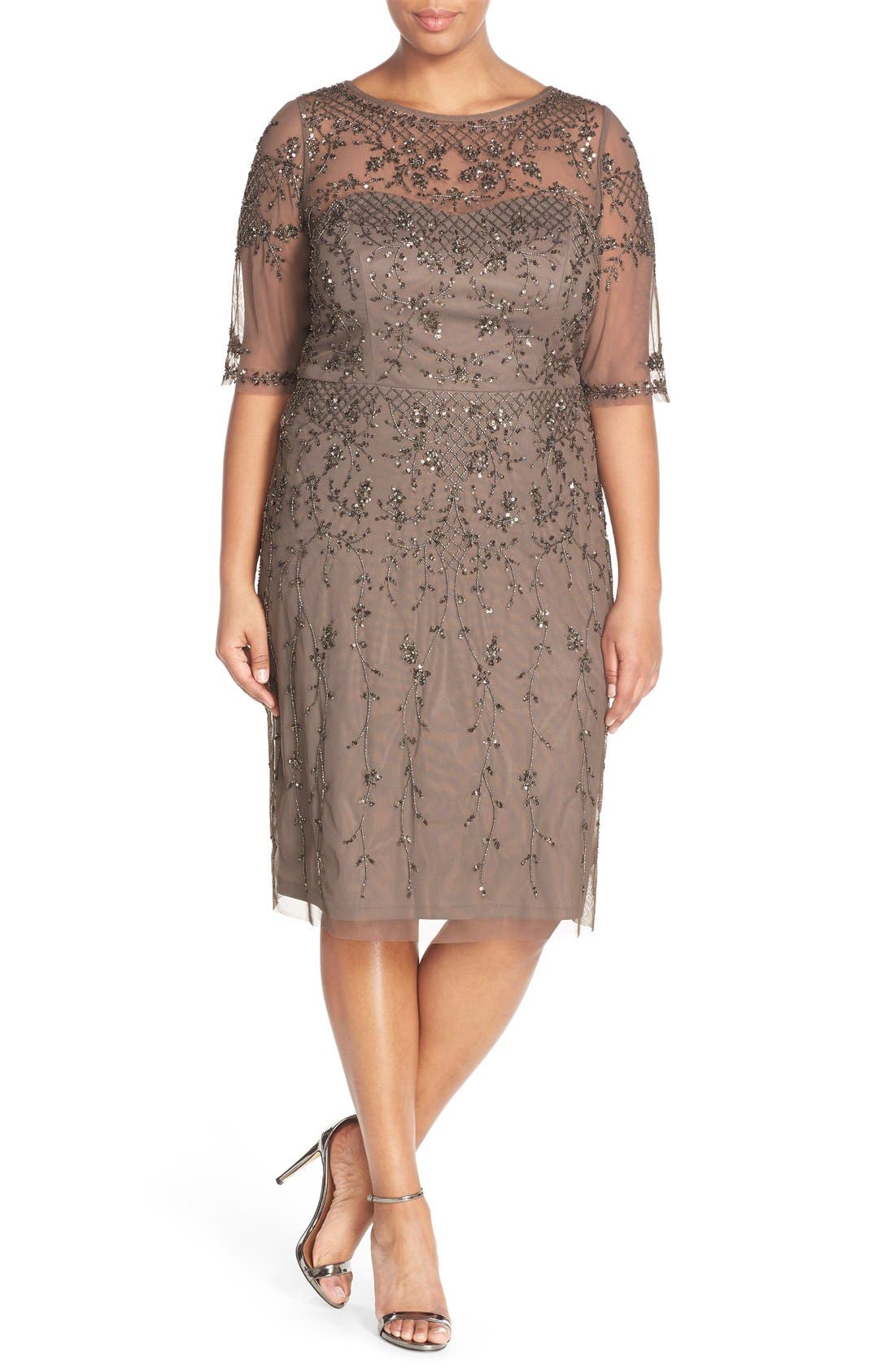 Adrianna Papell Beaded Cocktail Dress (Plus Size) Nordstrom