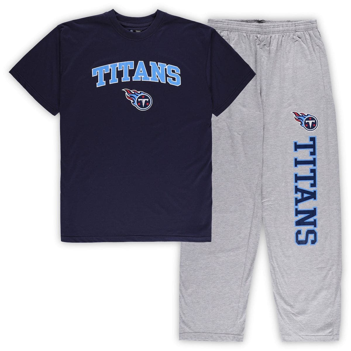 Men's Concepts Sport Navy/Heather Gray Tennessee Titans Big & Tall T-Shirt  & Pajama Pants Sleep Set