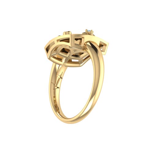 Luvmyjewelry Sagittarius Blue Topaz & Diamond Signet Ring In 14kt Gold Vermeil On Sterling