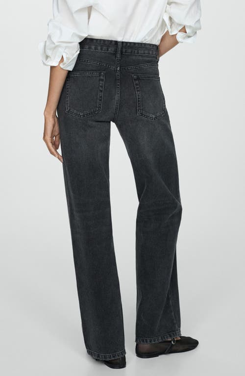 Mango Women's Mid-rise Straight Jeans In Black Denim
