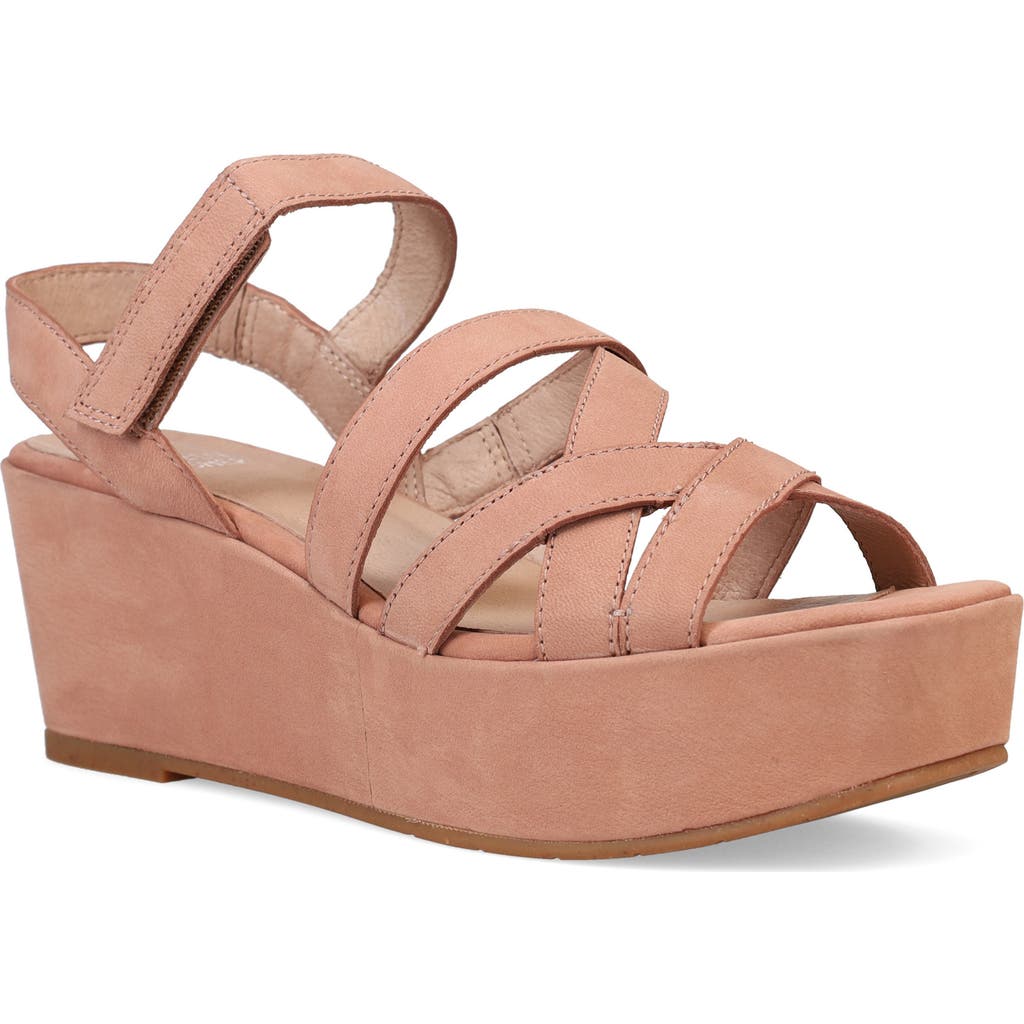 Eileen Fisher Mazy Suede Strappy Wedge Sandals In Latte