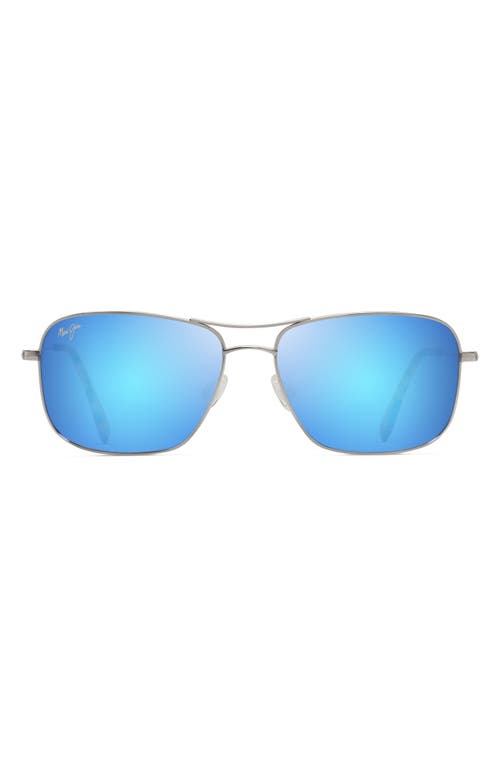 Maui Jim Cliff House 59mm Polarizedplus2 Metal Aviator Sunglasses - Silver/ Blue Hawaii In Silver/blue Hawaii