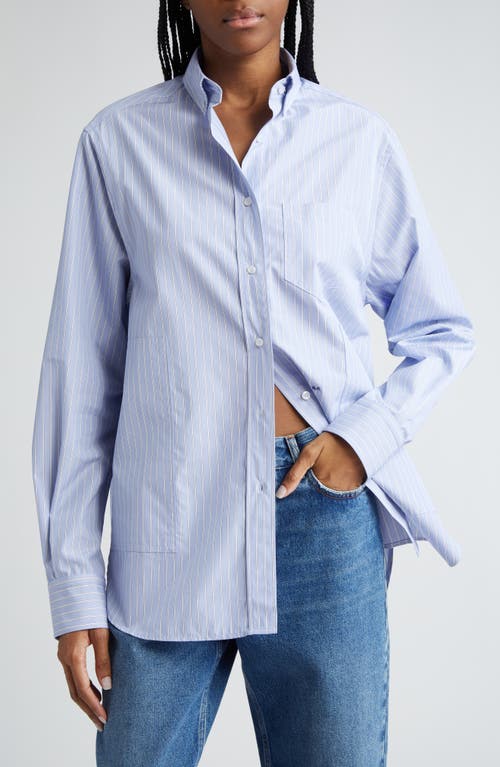 Saks Potts William Stripe Cotton Button-Down Shirt Noble Blue at Nordstrom,