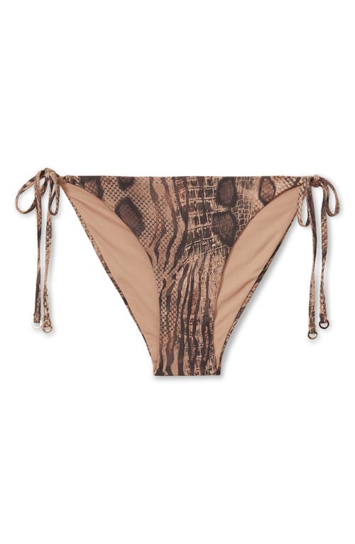 Reiss Mink Snake Print Side Tie Bikini Bottoms In Mink