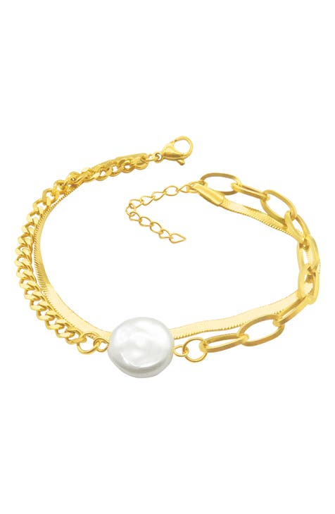 Water Resistant Mixed Chain Cultured Pearl Bracelet