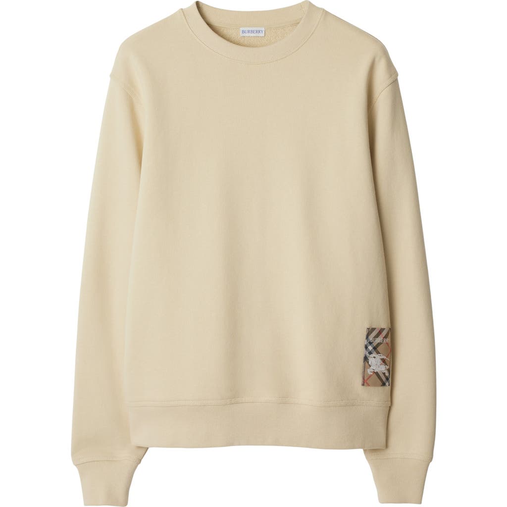 Burberry Check Label Cotton Sweatshirt In Nutmeg