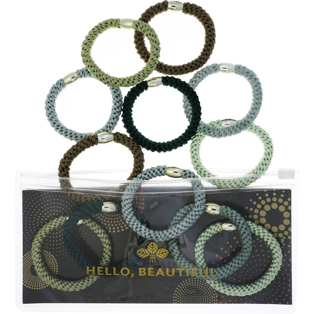 L. Erickson Pony Pouch Set of 18 Assorted Grab & Go Ponytail Holders in Evergreen