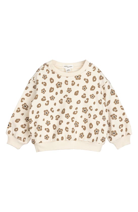 Miles The Label Babies' Floral Print Stretch Organic Cotton Sweatshirt In Beige