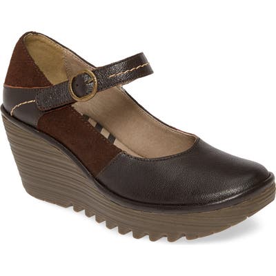 Fly London Yuko Wedge Mary Jane Pump - Brown