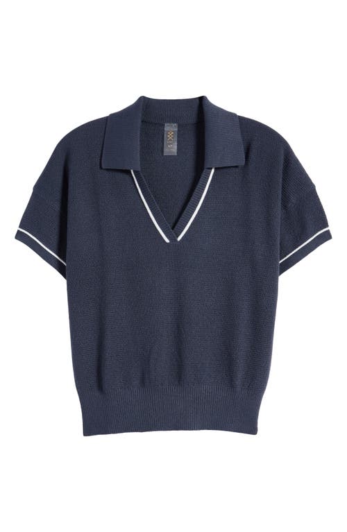 Shop Rhone Birdie Short Sleeve Polo Sweater In Navy Blue