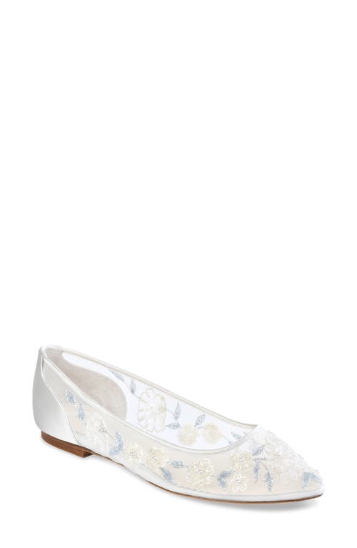 Bella Belle Fiona Embellished Flat in Ivory Silk