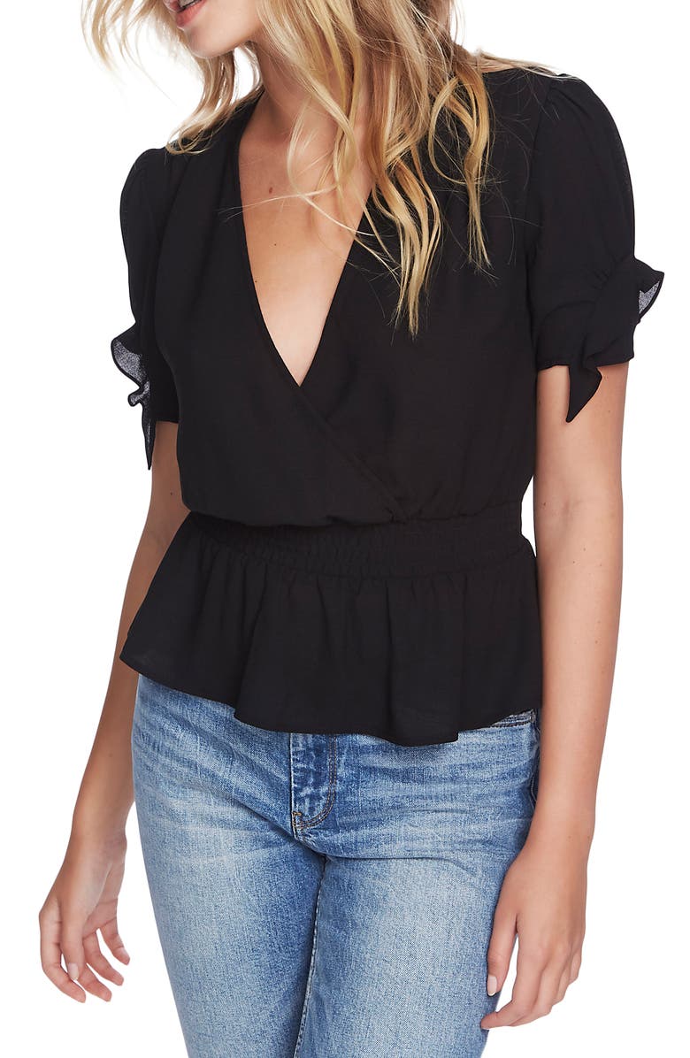 1.STATE Surplice Smocked Waist Top | Nordstrom