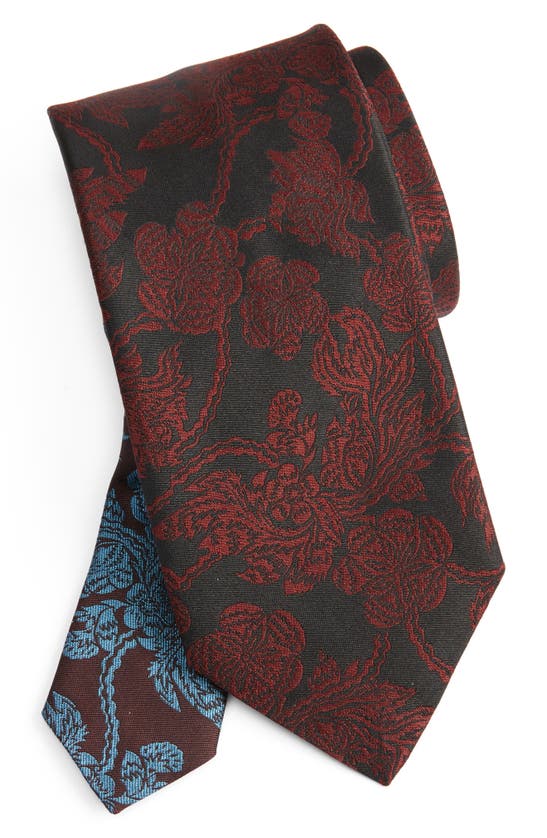 Dries Van Noten Floral Jacquard Silk Tie In Black
