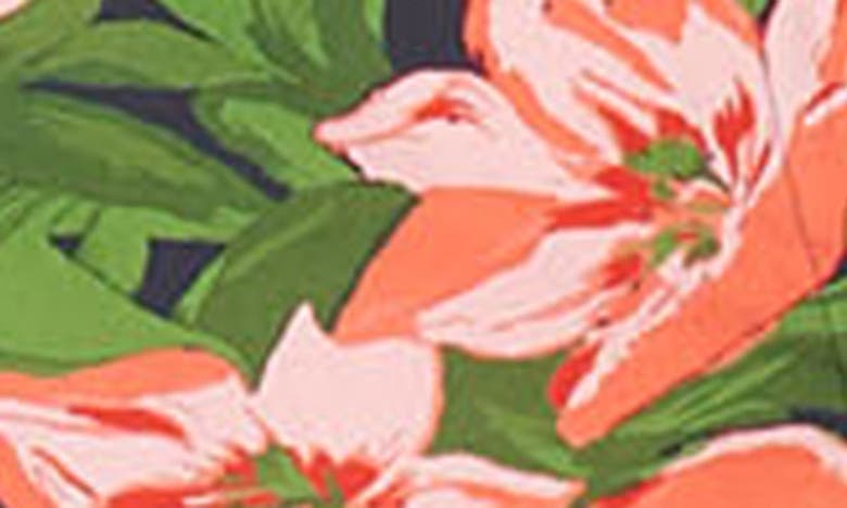 Shop Carolina Herrera Tulip Print Ruffle Cuff Stretch Poplin Shirtdress In Midnight Multi