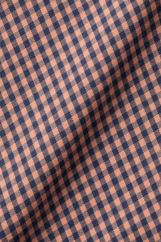 Charles Tyrwhitt Slim Fit Light Button-down Collar Non-iron Stretch Poplin Mini Gingham Short Sleeve Shirt In Light Coral Pink