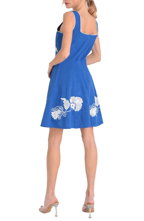 Shop Ciebon Elana Embroidered Snap Front Fit & Flare Minidress In Blue