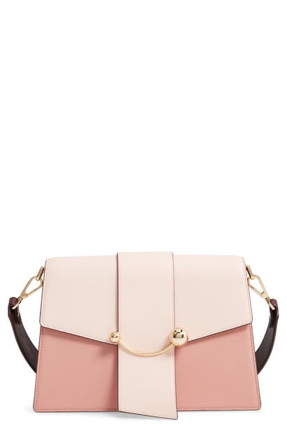 Click to view more detailed imagery on our partner's website Strathberry Crescent Tricolor Leather Shoulder Bag In Soft Pink