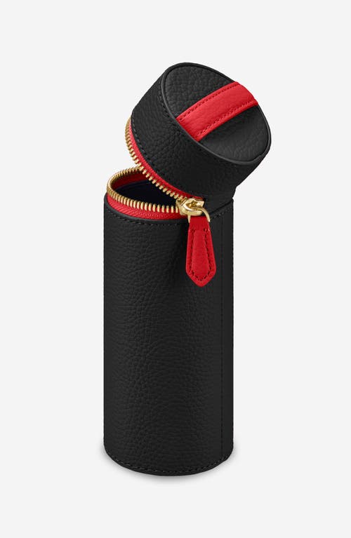 Maison De Sabre Maison De Sabré Leather Brush Case In Rouge Noir