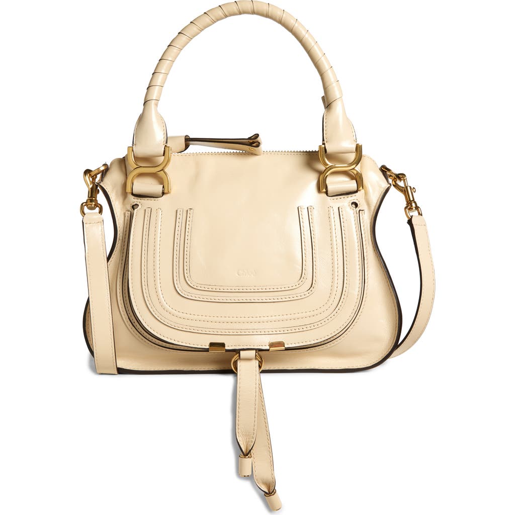 Chloé Small Marcie Leather Satchel In Sweet Beige