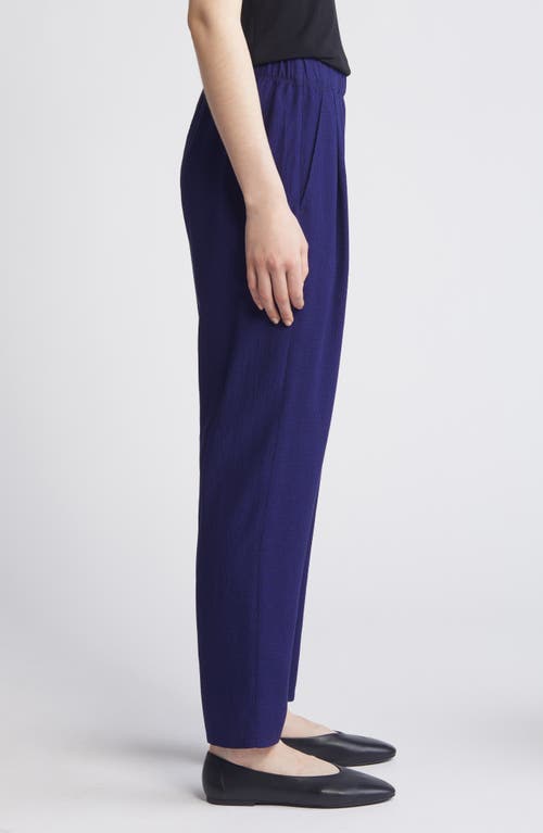 Shop Eileen Fisher Check Tapered Ankle Pants In Blue Violet