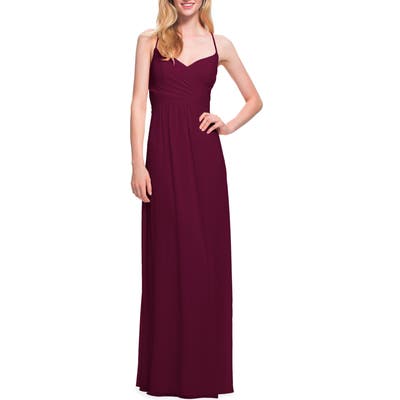 #levkoff Surplice Neck Chiffon Gown, Burgundy