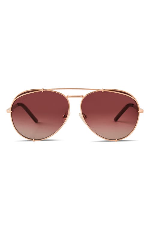 DIFF Koko 63mm Gradient Oversize Aviator Sunglasses in Rose Gold /Wine