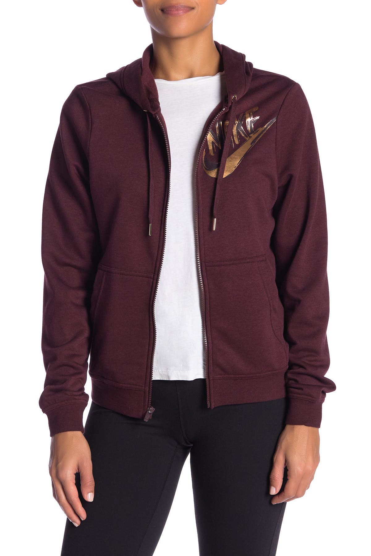 nike metallic full zip hoodie